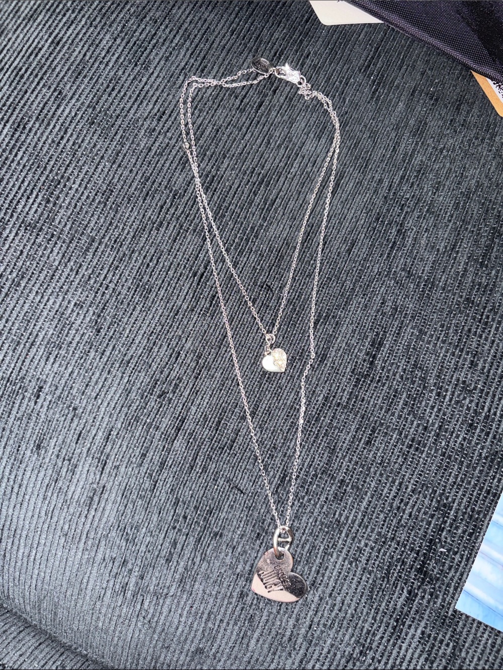 Juicy Couture Silver Layered Heart Pendant Necklace